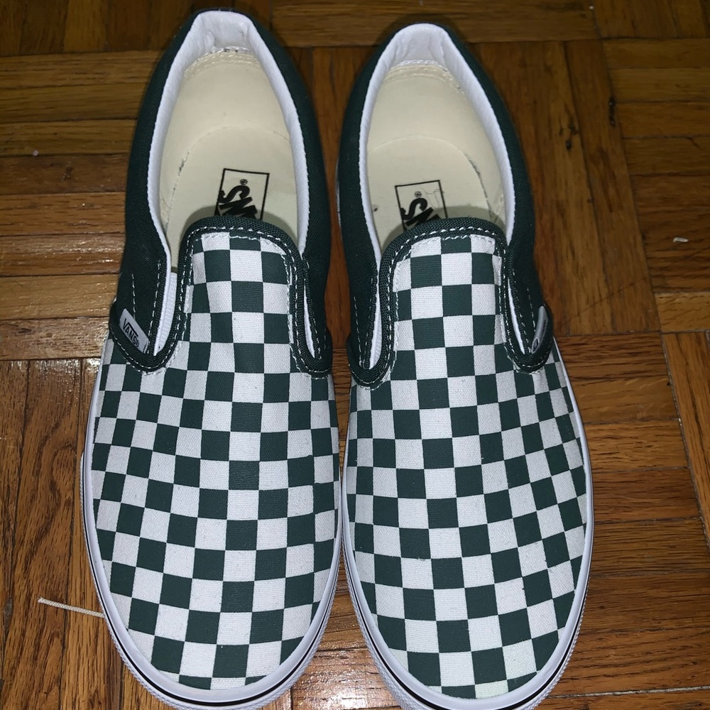 Boys Green Vans Slip Ons